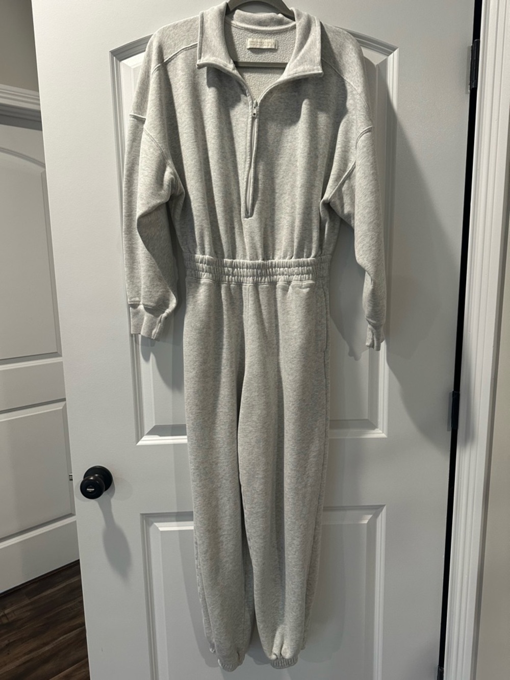 Abercrombie & Fitch Light Gray Zip-Front Jumpsuit